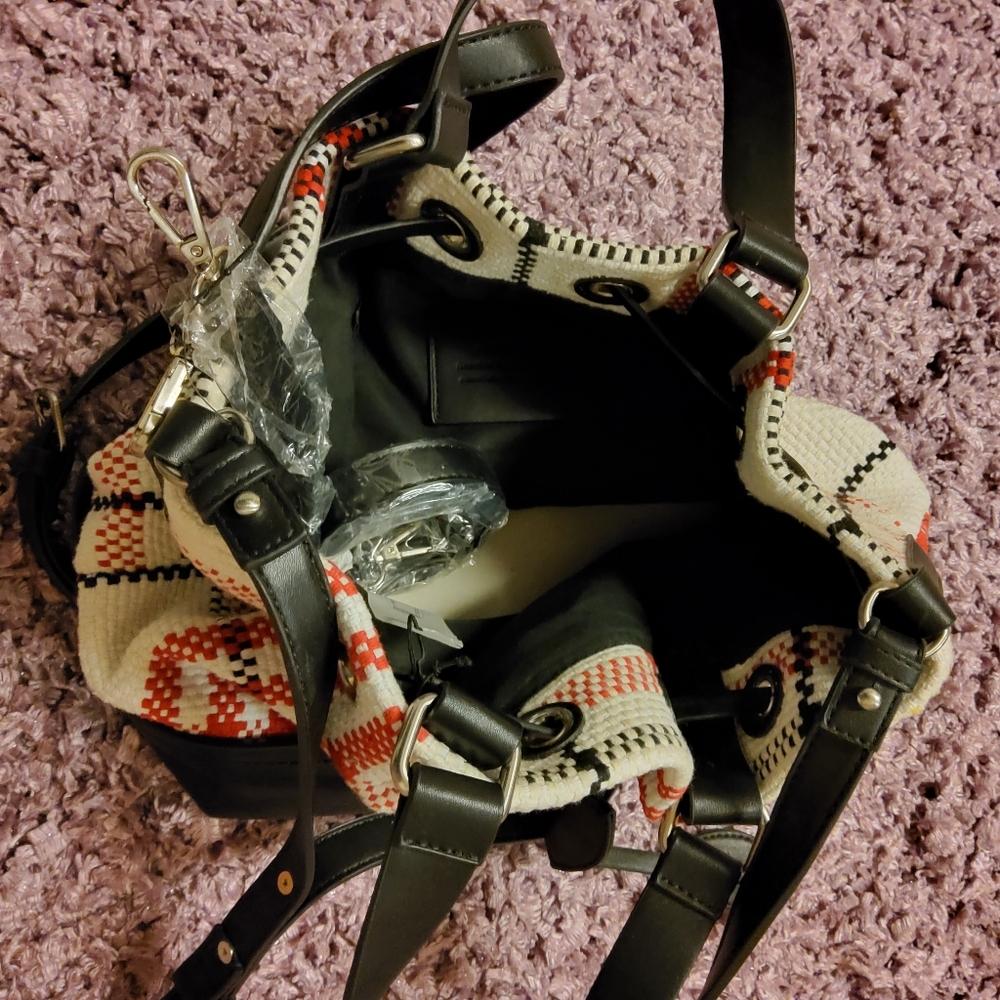 Parfois Plaid Woven Bucket Bag/Backpack Shoulder Bag - Picture 11 of 11